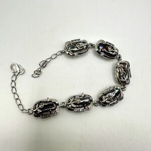 Silver tone metal, biwa pearls and cz accent diamond bracelet!